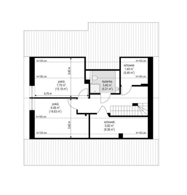Rzut projektu Zosia 7 B - Poddasze