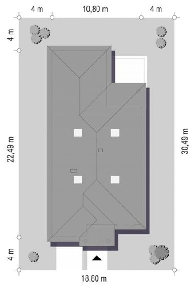 Rzut projektu Dom na Parkowej 7 A - Sytuacja na działce