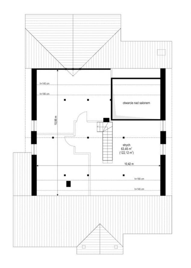 Rzut projektu Parterowy Wąski 2 - Strych