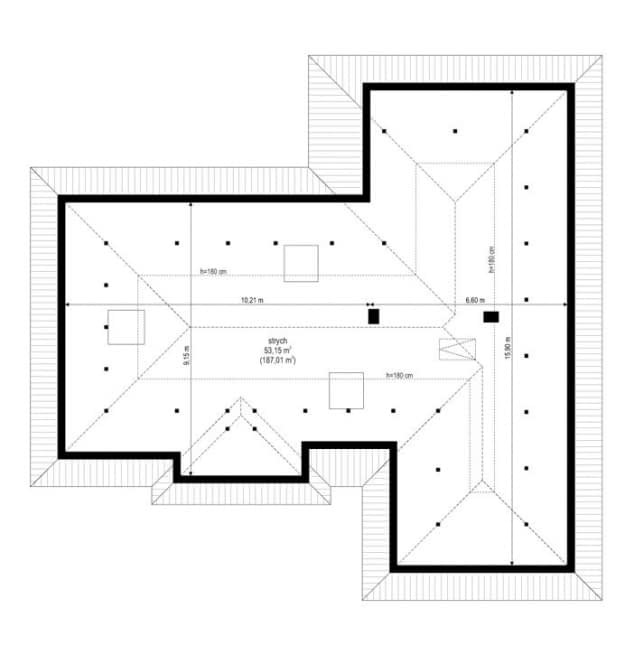Rzut projektu Willa Parterowa 2 wariant B - Strych