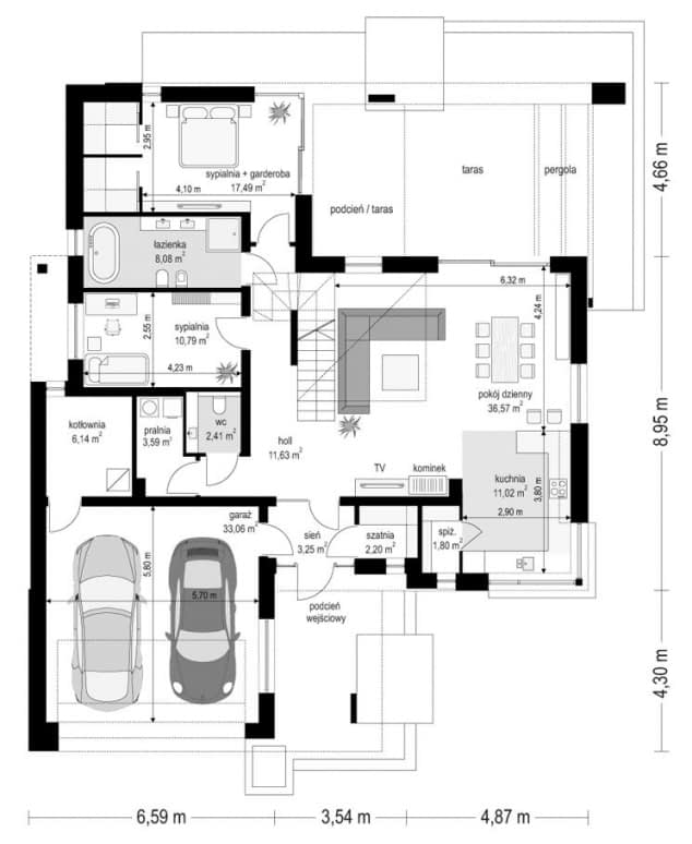 Rzut projektu Hiacynt 6 - Parter