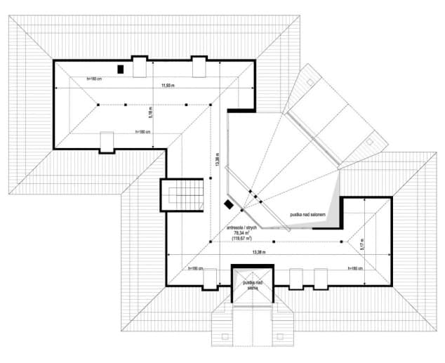 Rzut projektu Willa Parkowa 6 modern B - Poddasze