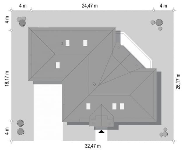 Rzut projektu Willa Parkowa 6 modern B - Sytuacja na działce