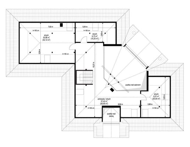 Rzut projektu Willa Parkowa 6 D - Poddasze
