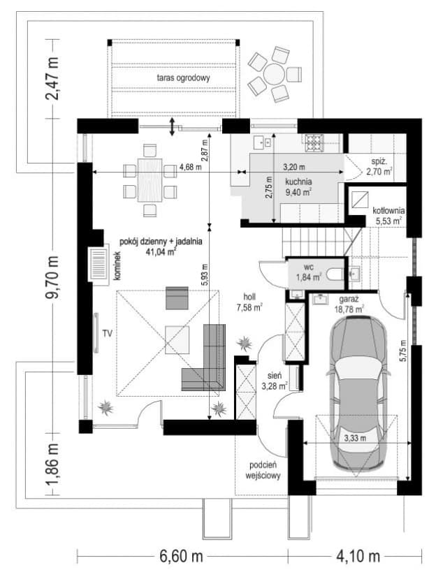 Rzut projektu Tytan 6 B - Parter