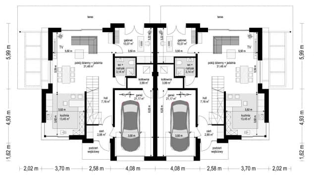 Rzut projektu Qubik 3 - Parter