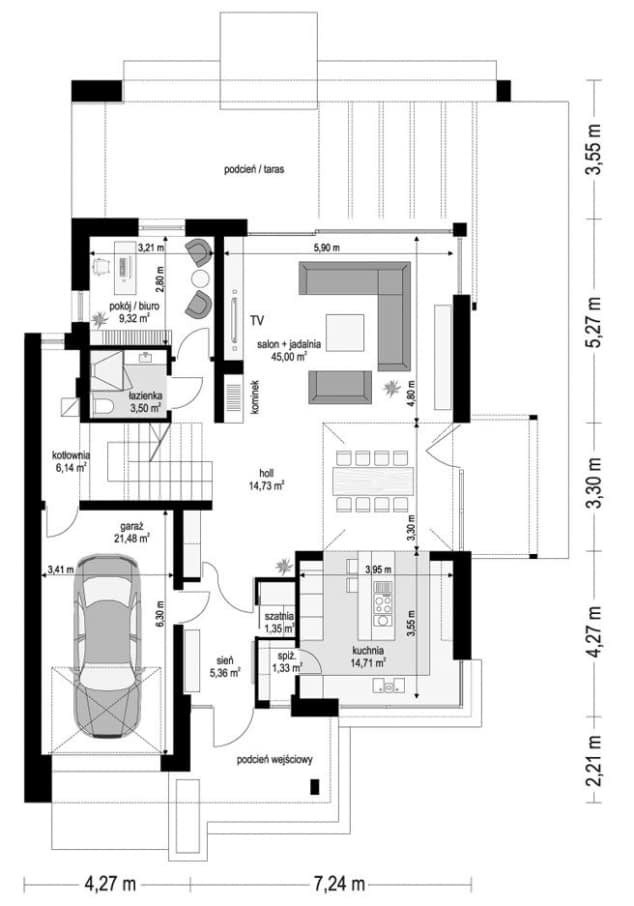 Rzut projektu Amber 3 - Parter