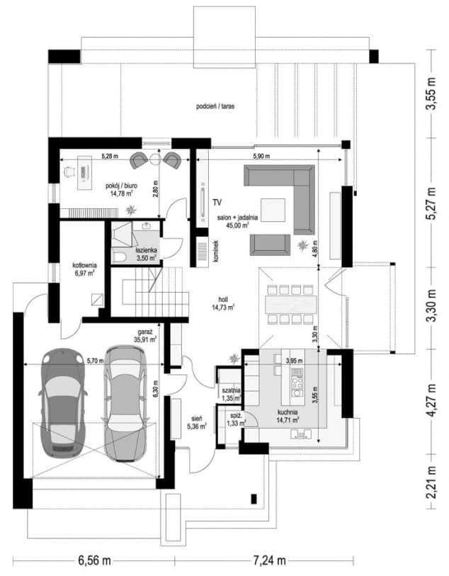 Rzut projektu Amber 4 - Parter