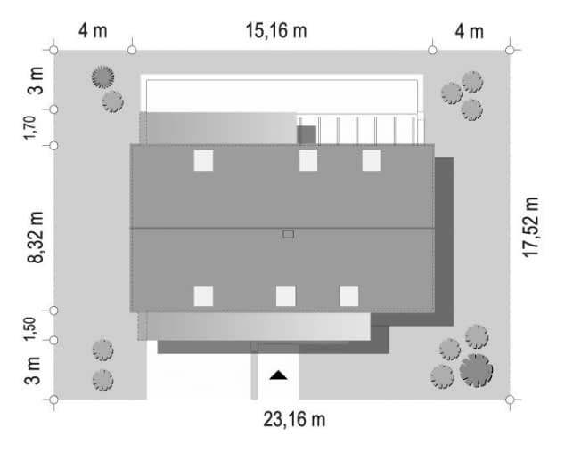 Rzut projektu Dom na Zgrabnej - Sytuacja na działce