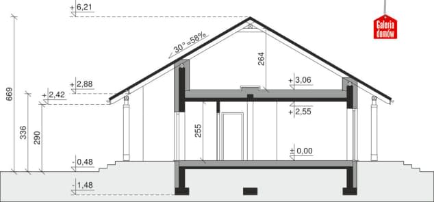 Rzut projektu Dom przy Bukowej 11 - Przekrój