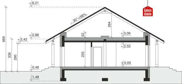 Rzut projektu Dom przy Bukowej 14 - Przekrój