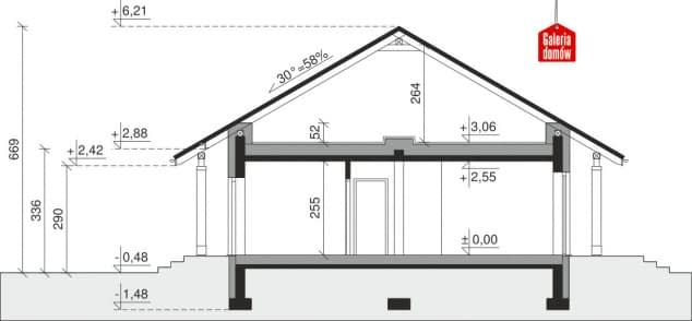 Rzut projektu Dom przy Bukowej 27 - Przekrój