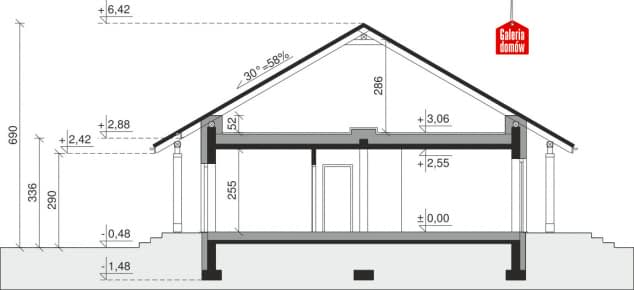 Rzut projektu Dom przy Bukowej 29 - Przekrój
