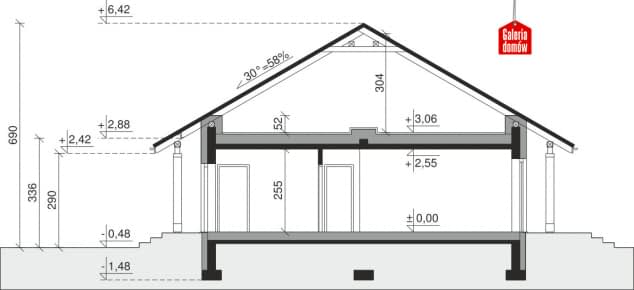 Rzut projektu Dom przy Bukowej 32 - Przekrój