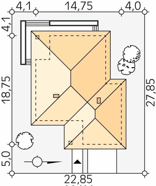 Rzut projektu As 4 (CE) - Usytuowanie na działce