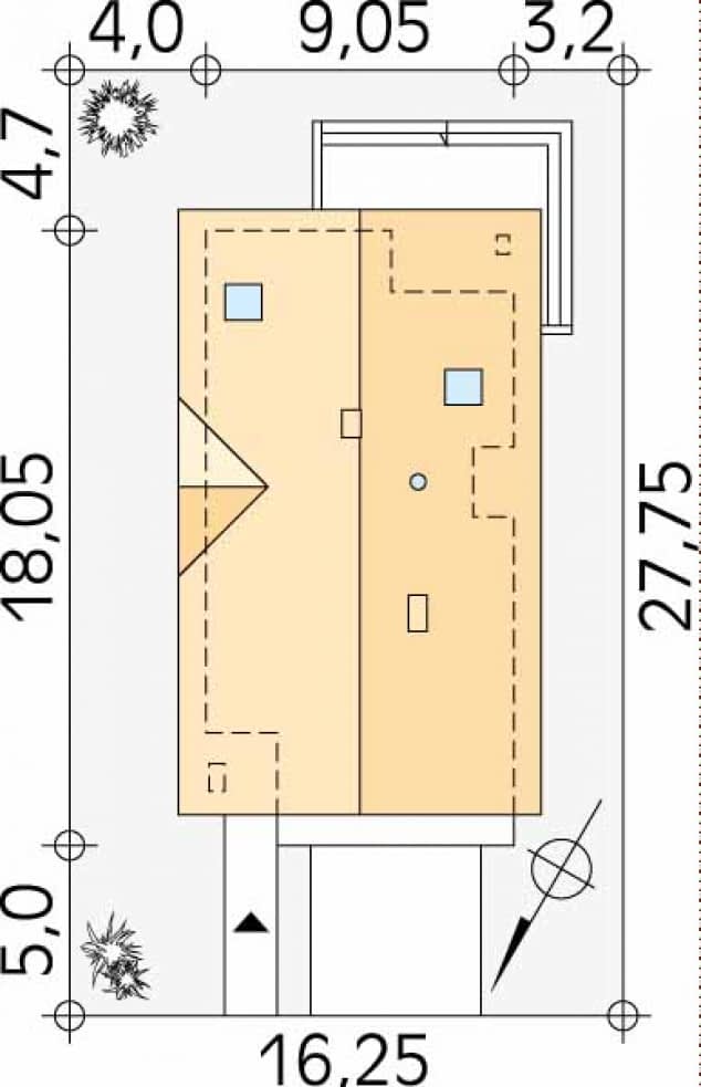 Rzut projektu Brzoza 2 (CE) - Usytuowanie na działce