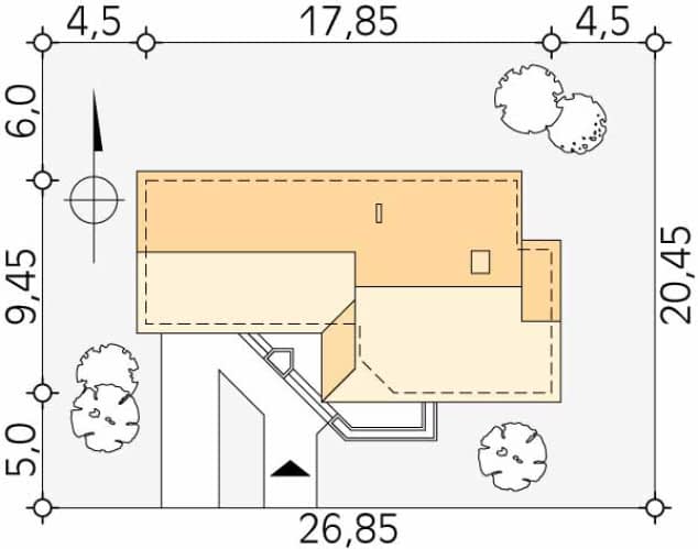 Rzut projektu Szyper 2 dr-S (DR-S) - Usytuowanie na działce