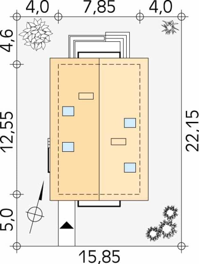 Rzut projektu Agawa (CE) - Usytuowanie na działce
