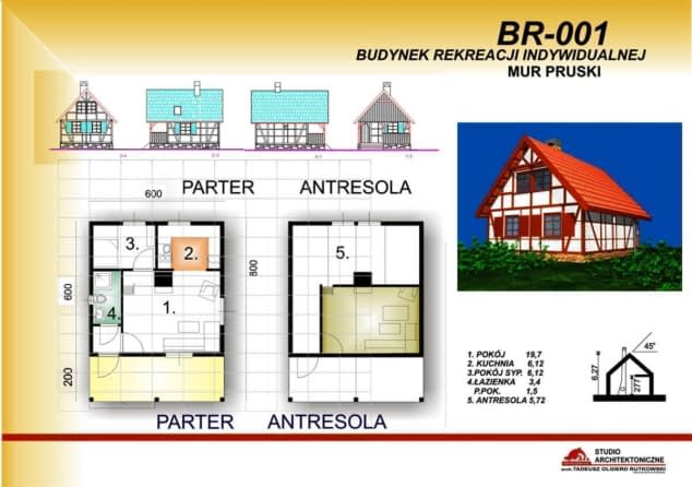 Rzut projektu BR-001mur pruski - Rzut