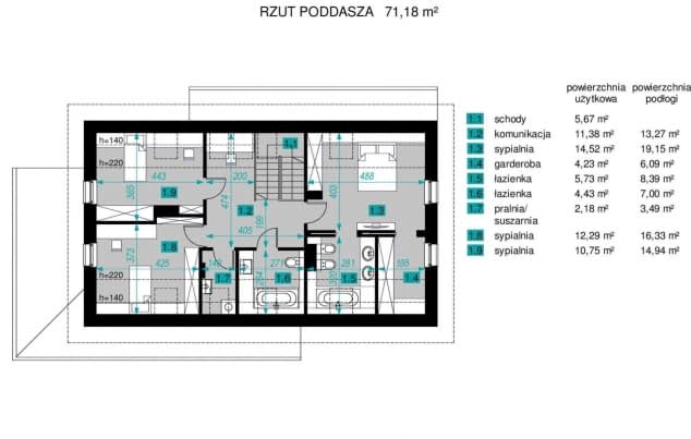 Rzut projektu Dla Aktywnych 2 - Rzut poddasza