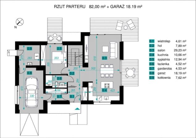 Rzut projektu Dla Aktywnych 3 - Rzut parteru