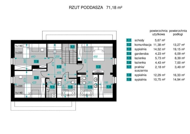 Rzut projektu Dla Aktywnych 3 - Rzut poddasza