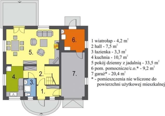 Rzut projektu Iskierka poszerzona - Rzut parteru