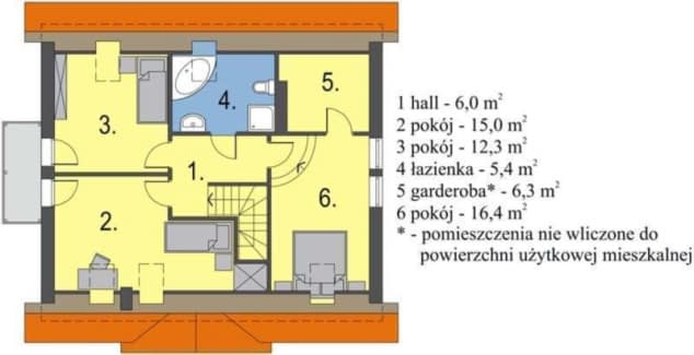 Rzut projektu Iskierka poszerzona - Rzut poddasza