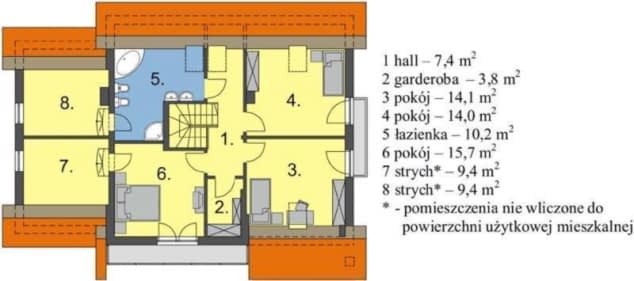 Rzut projektu Małgosia z garażem - Rzut poddasza