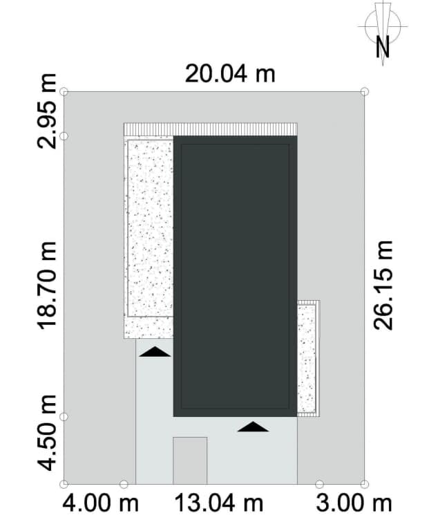 Rzut projektu PRZESTRONNY D40 - Działka