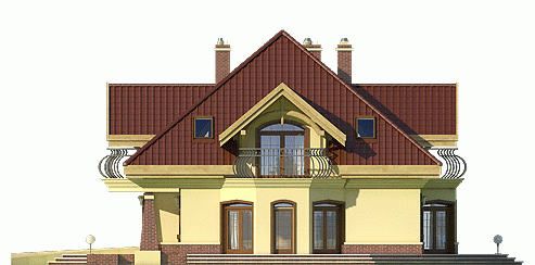 Rzut projektu Dzierlatka III z garażem 2st. - Elewacja