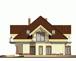 Rzut projektu Dzierlatka III z G1 z garażem - Elewacja