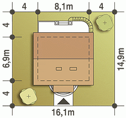 Rzut projektu Florek bez garażu - Usytuowanie na działce