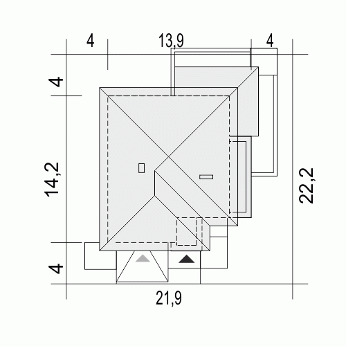 Rzut projektu Willa sosnowa z garażem 2st. - Usytuowanie na działce