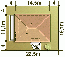 Rzut projektu Szczygieł bez garażu - Usytuowanie na działce