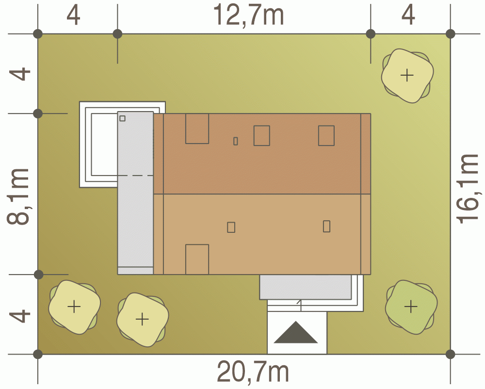 Rzut projektu Rumcajs - Usytuowanie na działce