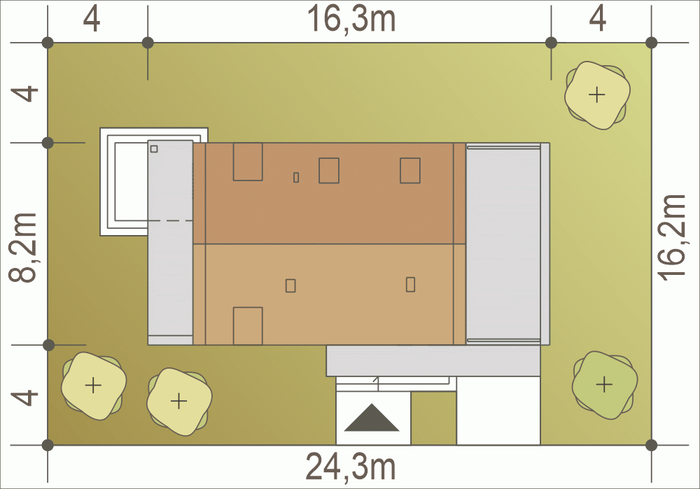Rzut projektu Rumcajs z garażem - Usytuowanie na działce
