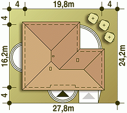 Rzut projektu Helenka II z garażem 2st. - Usytuowanie na działce
