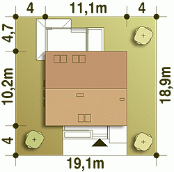 Rzut projektu Oleg bez garażu - Usytuowanie na działce