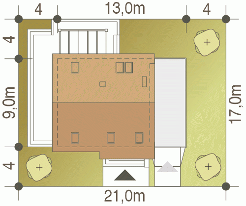 Rzut projektu Franek z garażem - Usytuowanie na działce