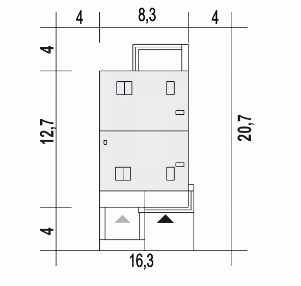 Rzut projektu Mazurek z garażem - Usytuowanie na działce