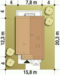 Rzut projektu Tosia trend z garażem - Usytuowanie na działce
