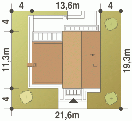 Rzut projektu Tytus bez garażu - Usytuowanie na działce
