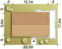 Rzut projektu Luna bez garażu - Usytuowanie na działce