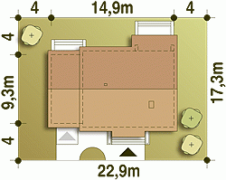 Rzut projektu Hugo z garażem - Usytuowanie na działce