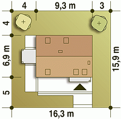 Rzut projektu Eco 3 bez garażu - Usytuowanie na działce