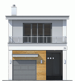 Rzut projektu Long z garażem - Elewacja