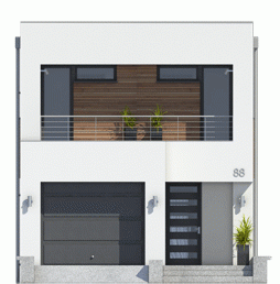 Rzut projektu Eco 4 z garażem - Elewacja