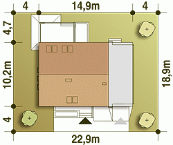 Rzut projektu Oleg II z garażem - Usytuowanie na działce