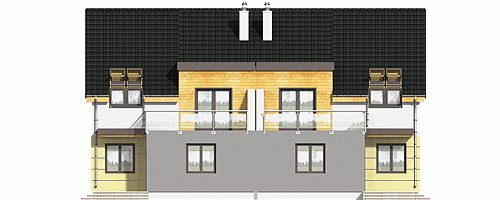 Rzut projektu Gwarek II bliźniak BL1 z garażem - Elewacja